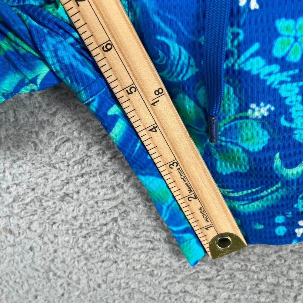 Blackbough Swim Mens Blue Green Tropical Hibiscus Seahorse Mesh Swim Trunks S